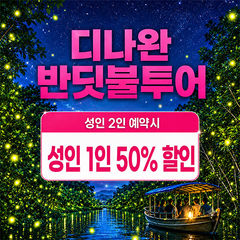 디나완 반딧불 투어(+시티투어포함) 성인2인+성인 1인 반값