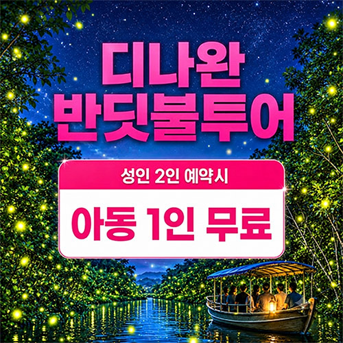 디나완 반딧불 투어(+시티투어포함) 성인2인+아동 1인 무료 